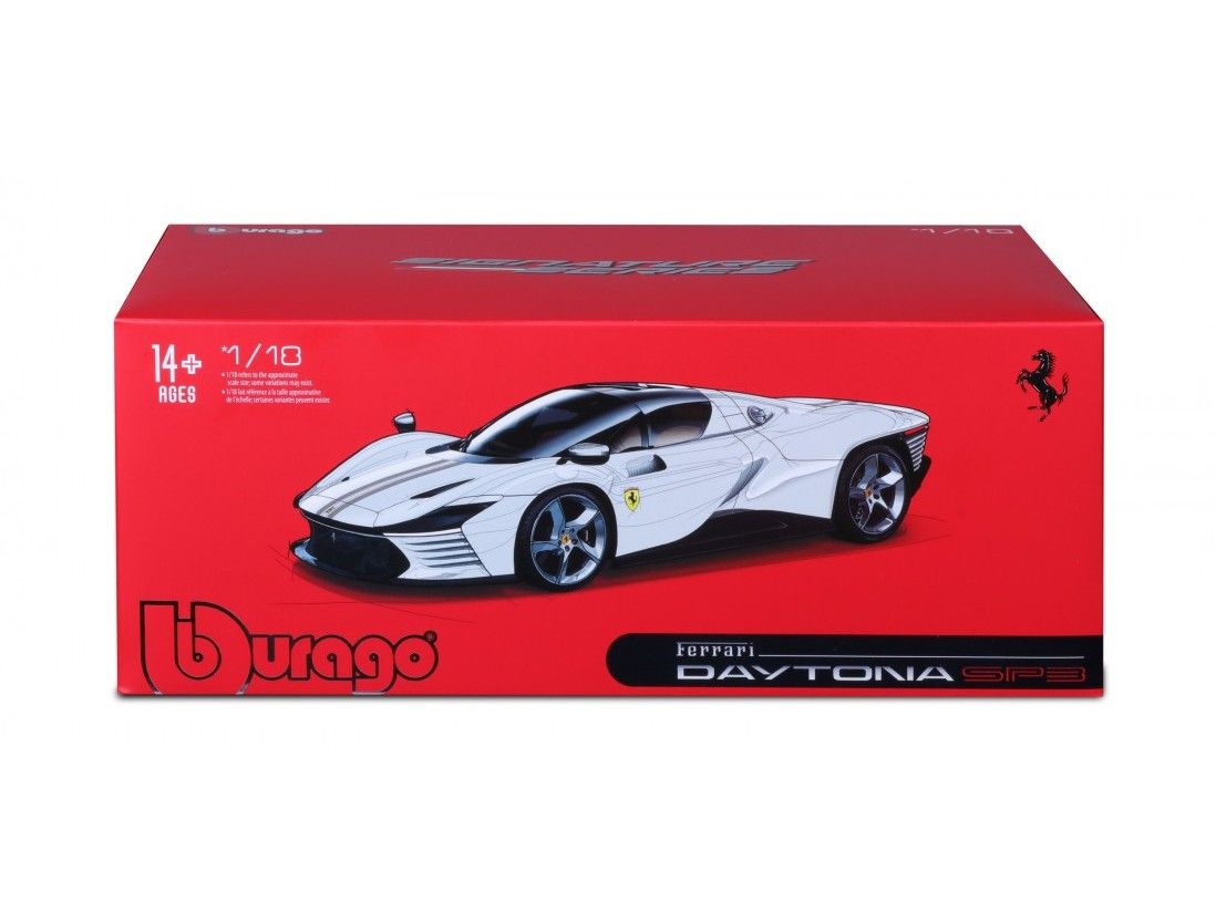 Ferrari Daytona SP3 2022 white/black stripe 1:18 Bburago