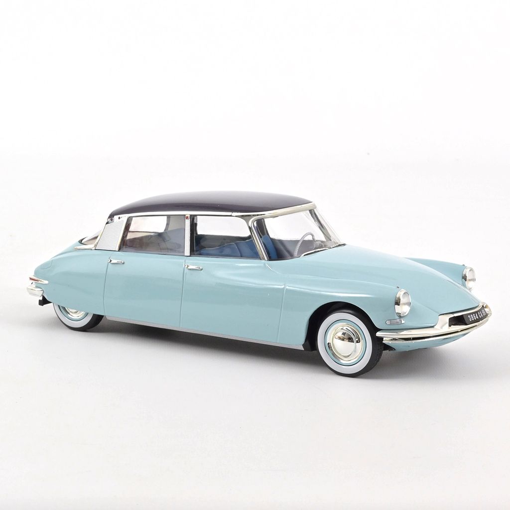 Citroën DS 19 1959 + Caravan bleu nuage/white 1:18 Norev