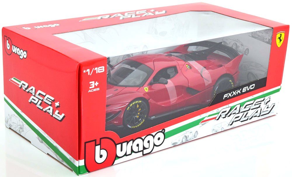 Ferrari FXX-K EVO Hybrid 6.3 V12 1050hp 2018 red metallic 1:18 Bburago