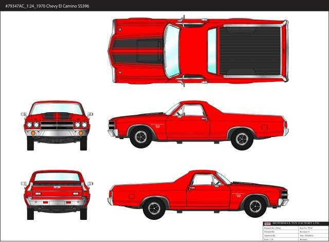 Chevrolet El Camino SS396 1970 red with black stripes 1:24 Motor Max