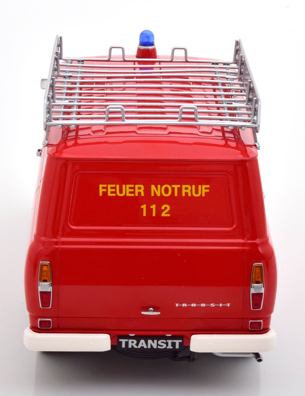 Ford Transit Delivery Van with Roof Rack 1970 Feuerwehr Germany red 1:18 KK Scale
