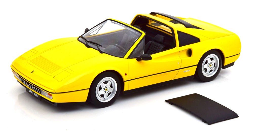 Ferrari 328 GTS Spider with Removable Hard Top 1985 yellow 1:18 KK Scale