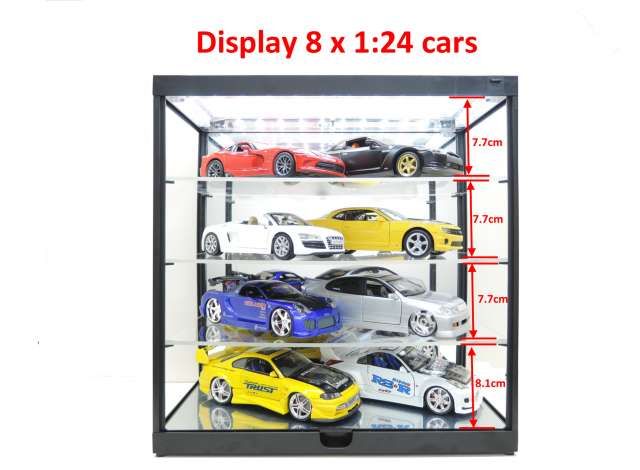 Plastová vitrína s LED osvětlením a zrcadlem pro modely black 1:18 Triple9 Collection