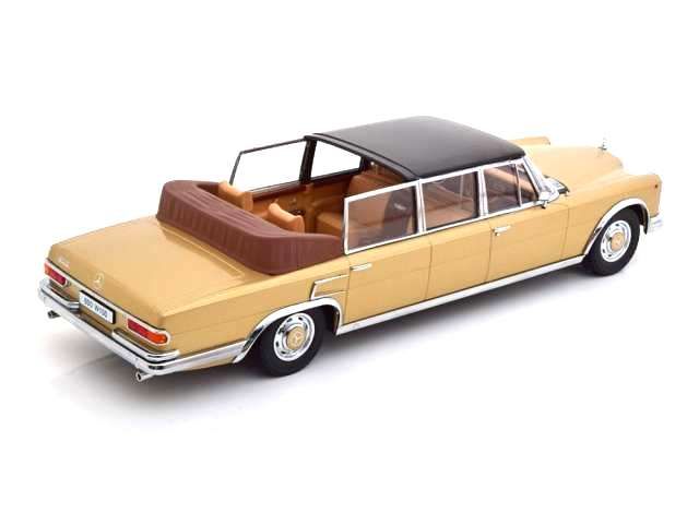 Mercedes-Benz S-Class 600 Pullman W100 Landaulet Semiconvertible 1964 gold/black 1:18 KK Scale