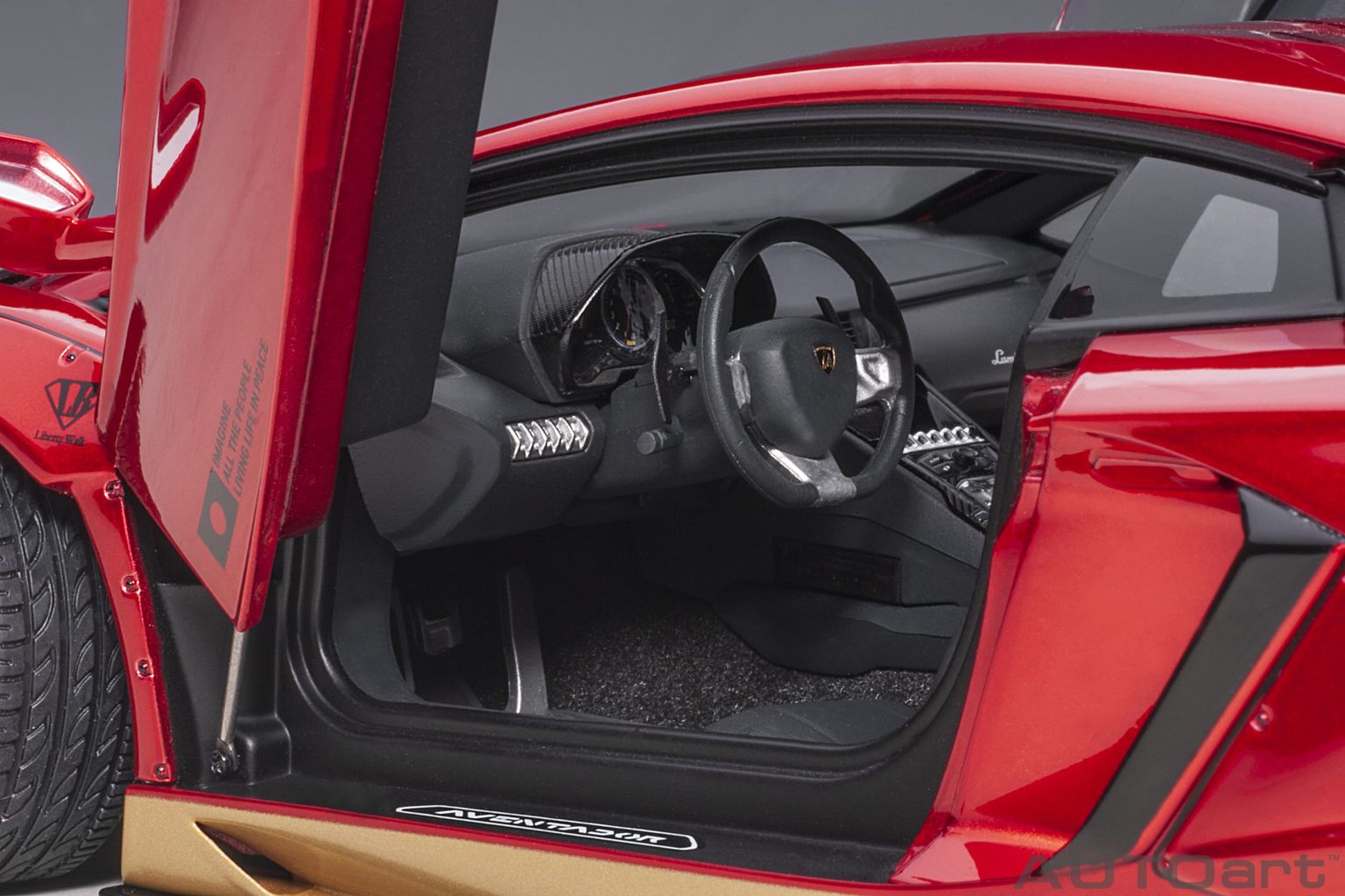 Lamborghini Aventador Liberty Walk 2018 hyper red/gold accents 1:18 AUTOart