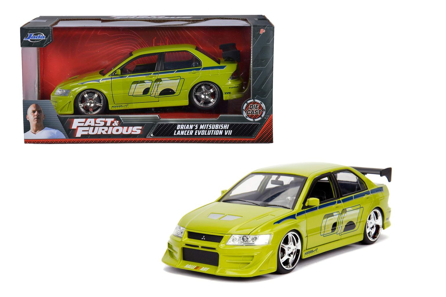 Mitsubishi Lancer EVO VII Fast & Furious 2002 green 1:24 Jada Toys