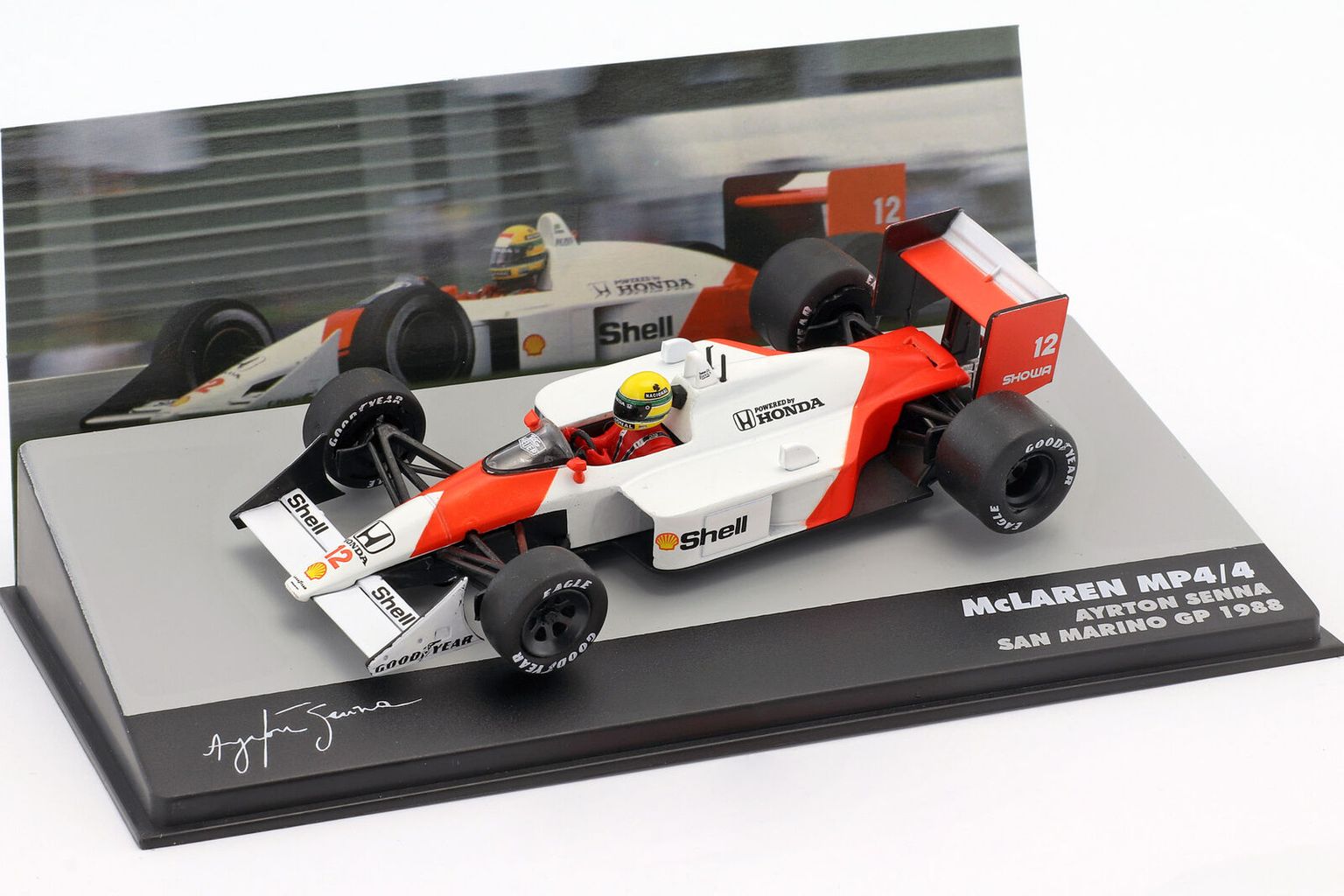 McLaren MP4/4 #12 Ayrton Senna Winner San Marino GP 1988 1:43 Altaya