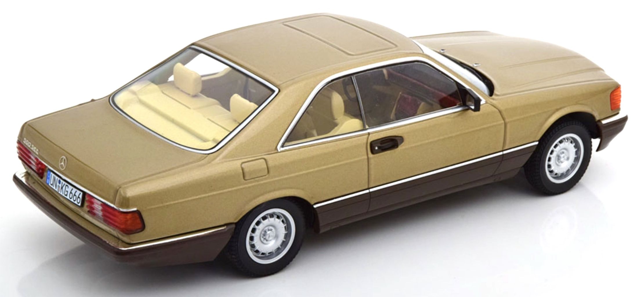 Mercedes-Benz S-Class 500 SEC C126 Coupe 1987 gold metallic 1:18 KK Scale