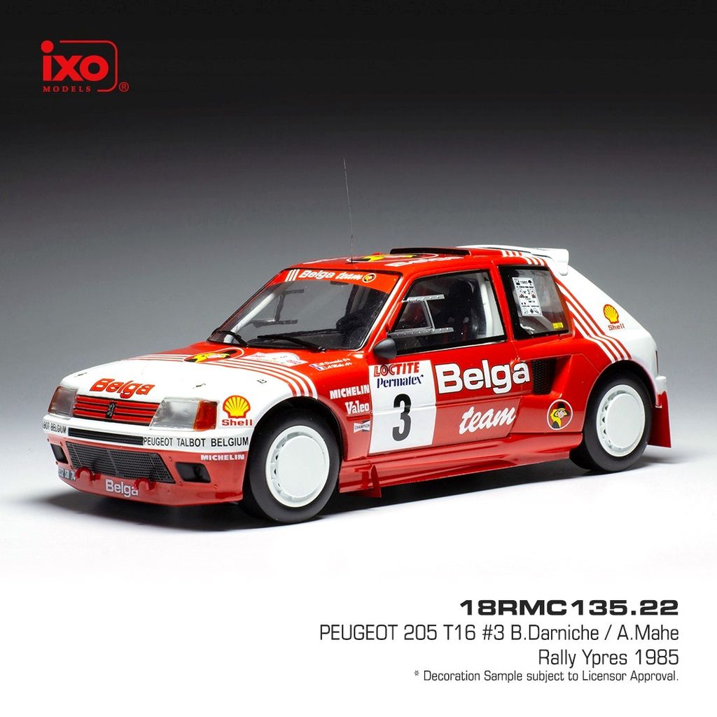 Peugeot 205 T16 #3 Darniche/Mahe Belga Rally Ypres 1985 1:18 Ixo Models