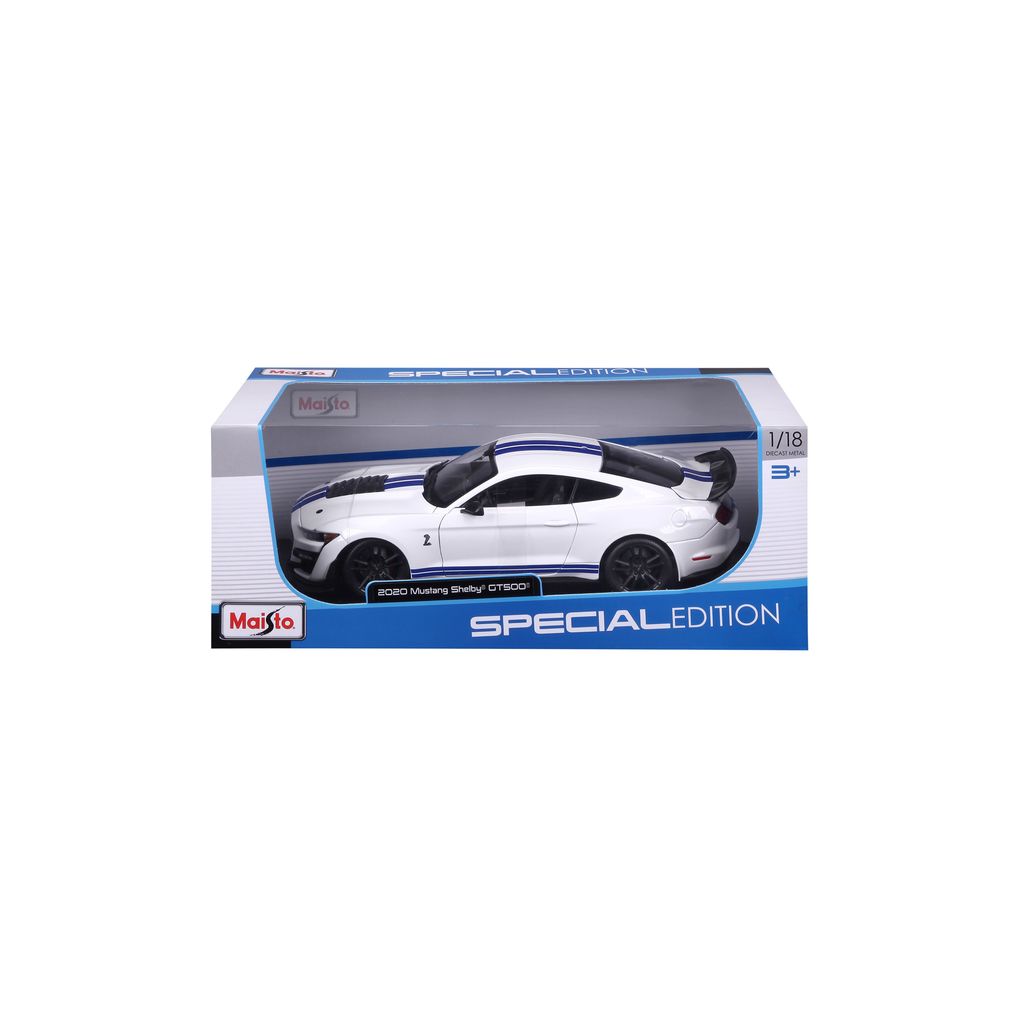 Ford Mustang Shelby GT500 2020 white/stripes 1:18 Maisto