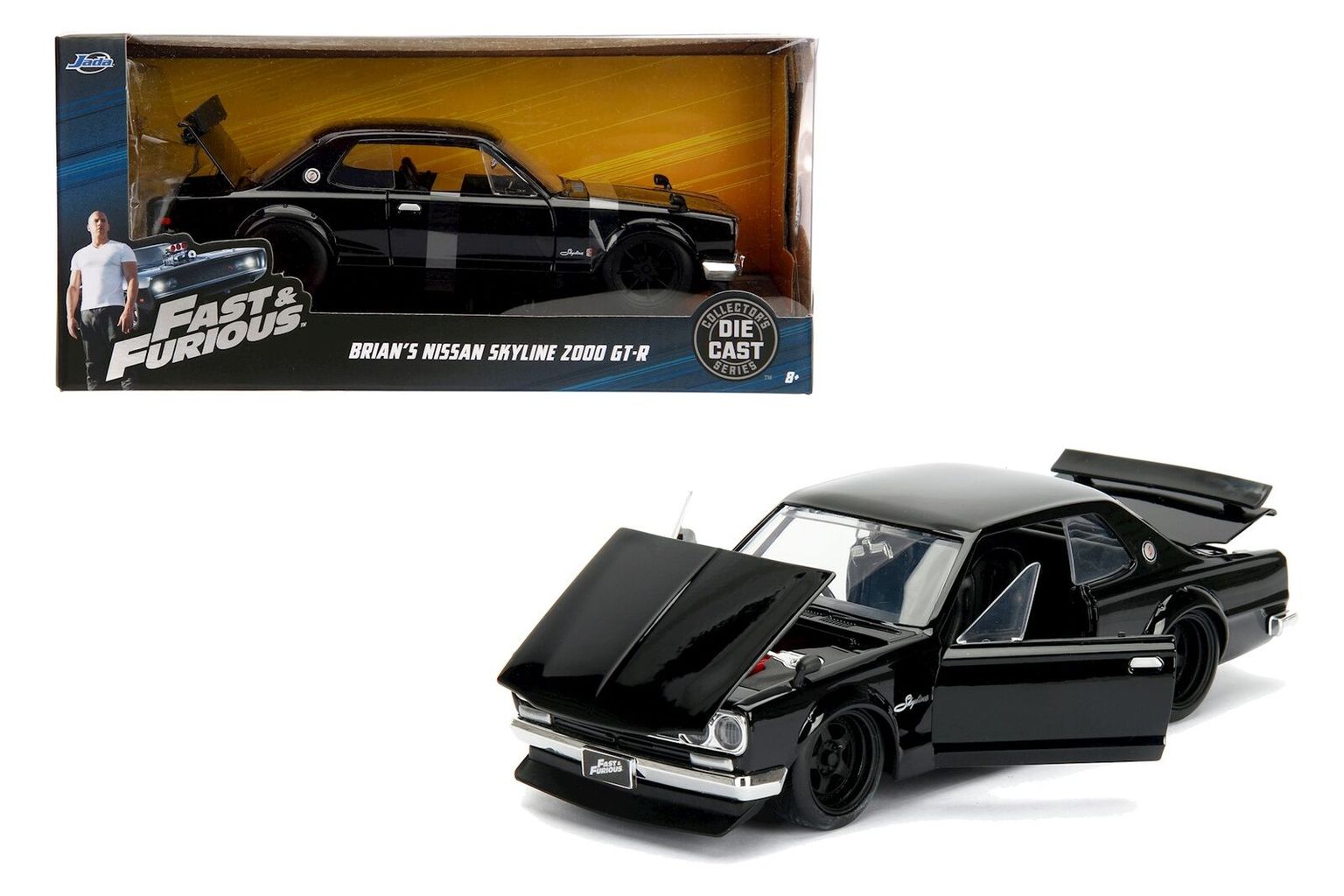 Nissan Skyline 2000 GTR Brian's Movie Fast & Furious 1971 black 1:24 Jada Toys