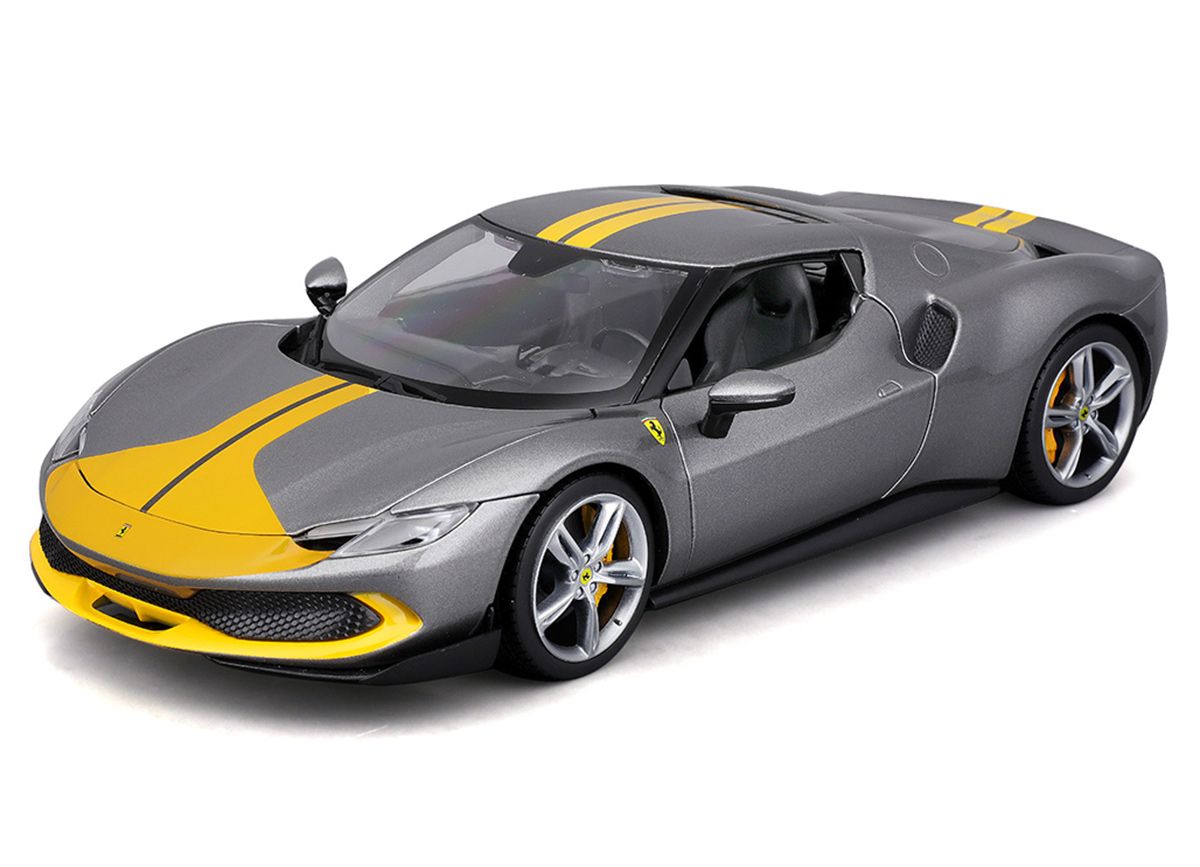 Ferrari 296 GTB metallic grey/yellow 1:18 Bburago