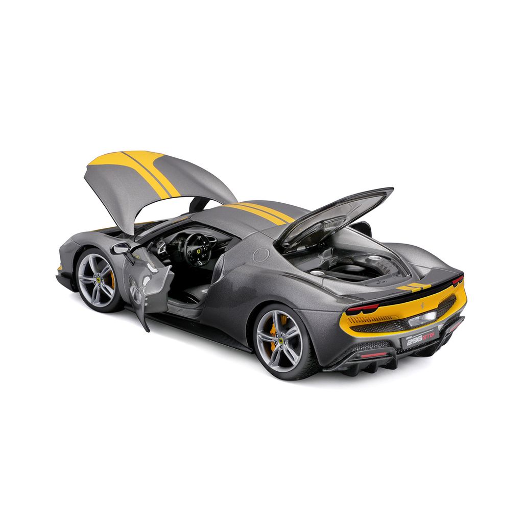 Ferrari 296 GTB metallic grey/yellow 1:18 Bburago