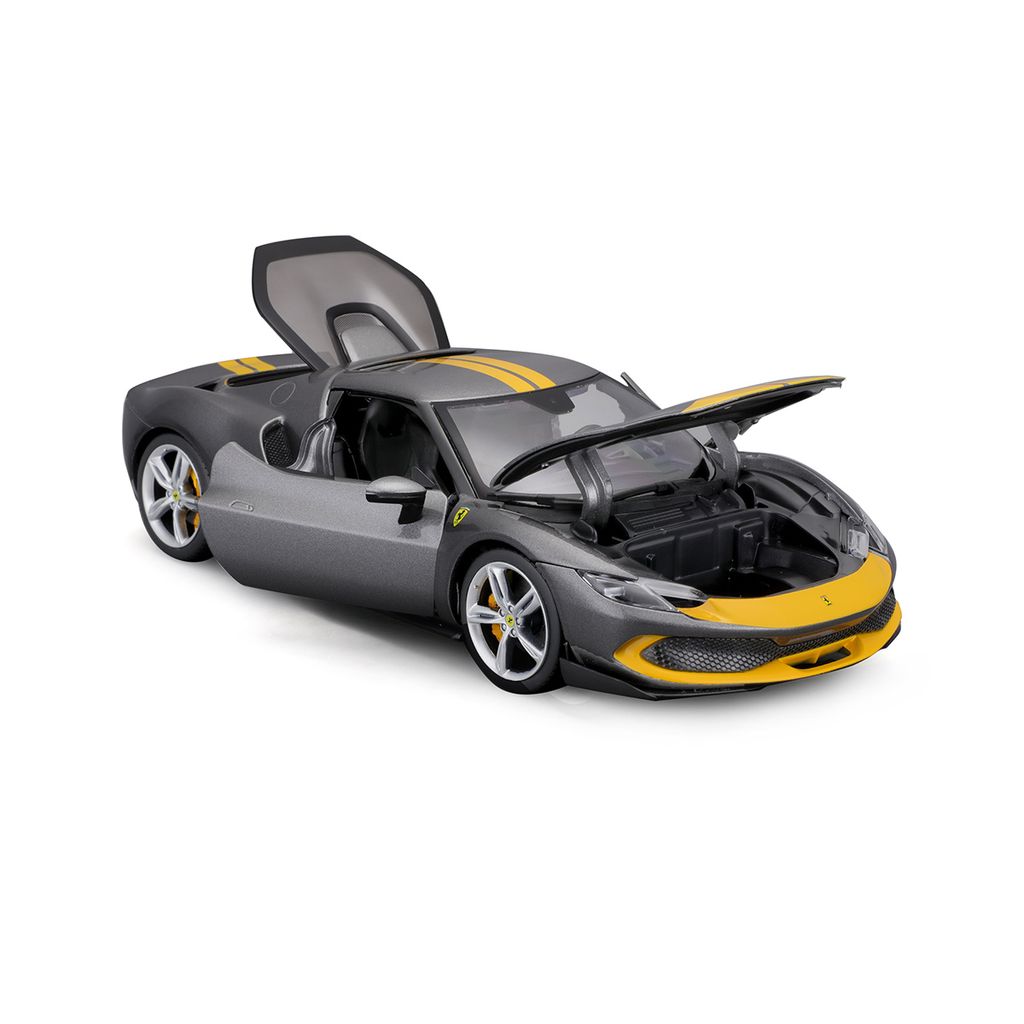 Ferrari 296 GTB metallic grey/yellow 1:18 Bburago