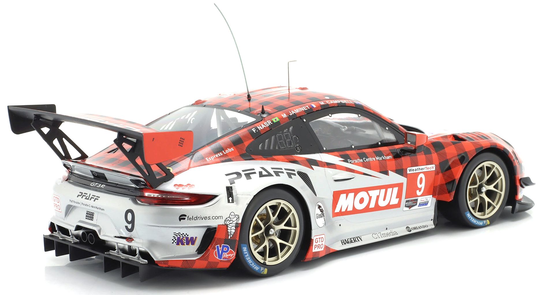 Porsche 911 991-2 GT3 R Team PFAFF Motorsport #9 GTD PRO Class 24H Daytona 2022 1:18 Ixo Models