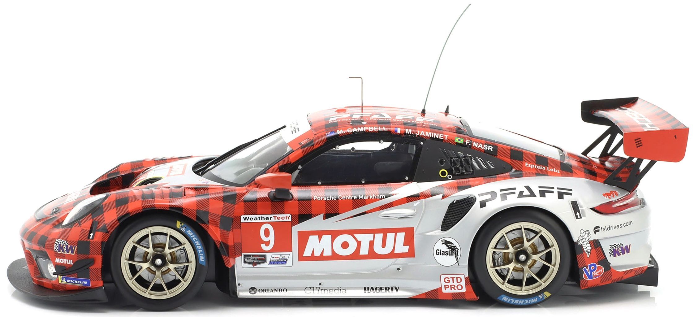 Porsche 911 991-2 GT3 R Team PFAFF Motorsport #9 GTD PRO Class 24H Daytona 2022 1:18 Ixo Models