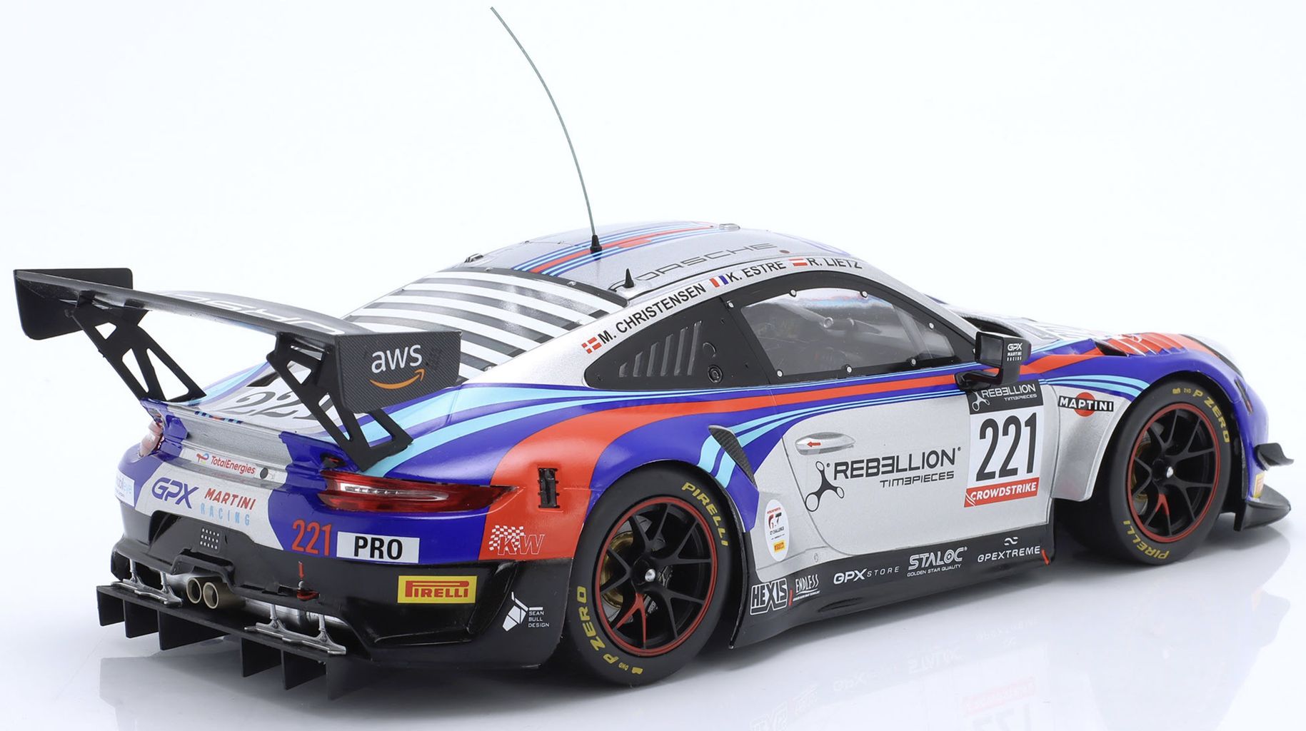 Porsche 911 991-2 GT3 R Team GPX Martini Racing #221 Lietz/Christensen/Estre 24H Spa 2022 1:18 Ixo Models