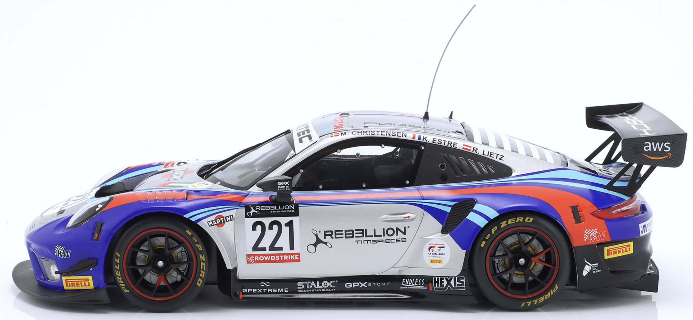 Porsche 911 991-2 GT3 R Team GPX Martini Racing #221 Lietz/Christensen/Estre 24H Spa 2022 1:18 Ixo Models