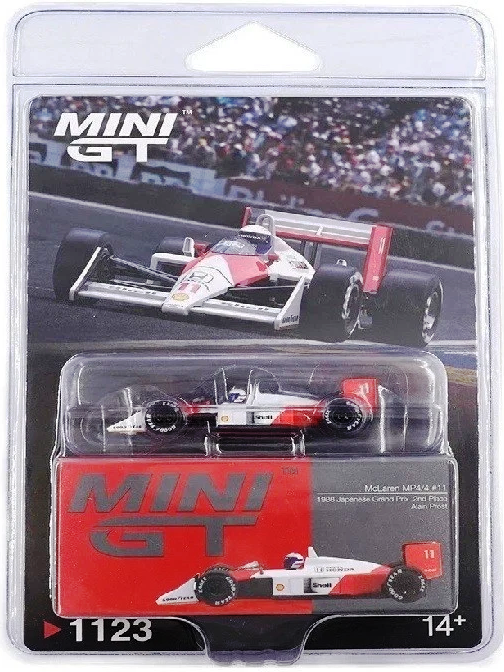 McLaren MP4/4 #11 Alain Prost 2nd Place Japanese Grand Prix 1988 1:64 Mini GT