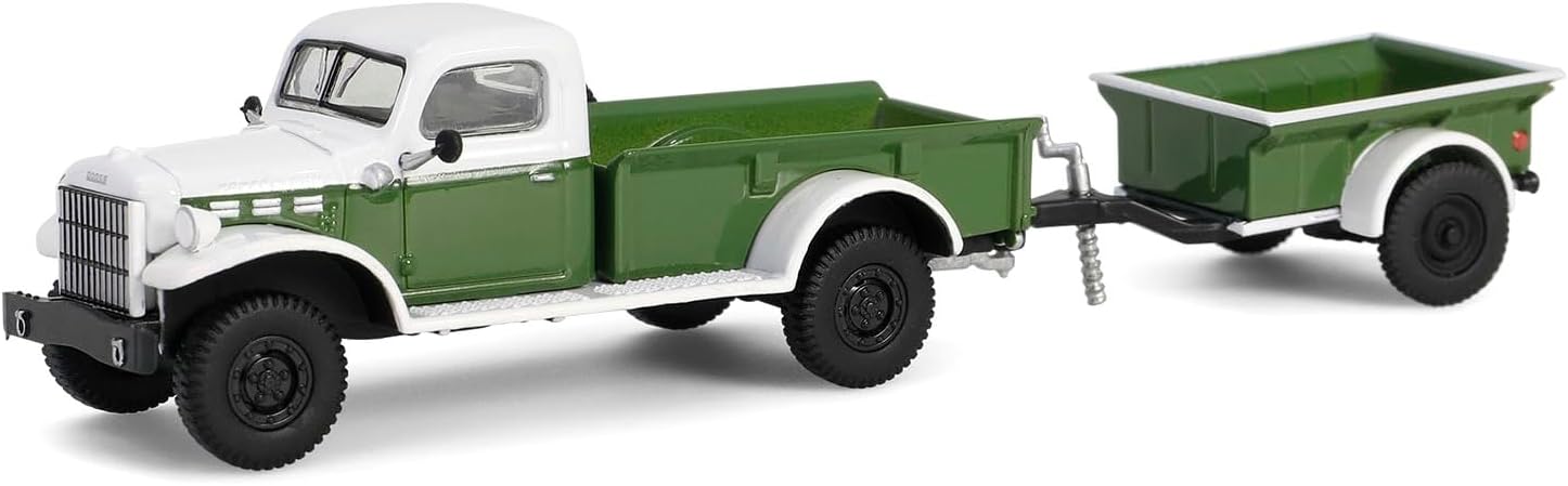 Dodge Power Wagon 1950 With ¼ Ton Cargo Trailer *Hitch & Tow Series 32* green/white 1:64 Greenlight