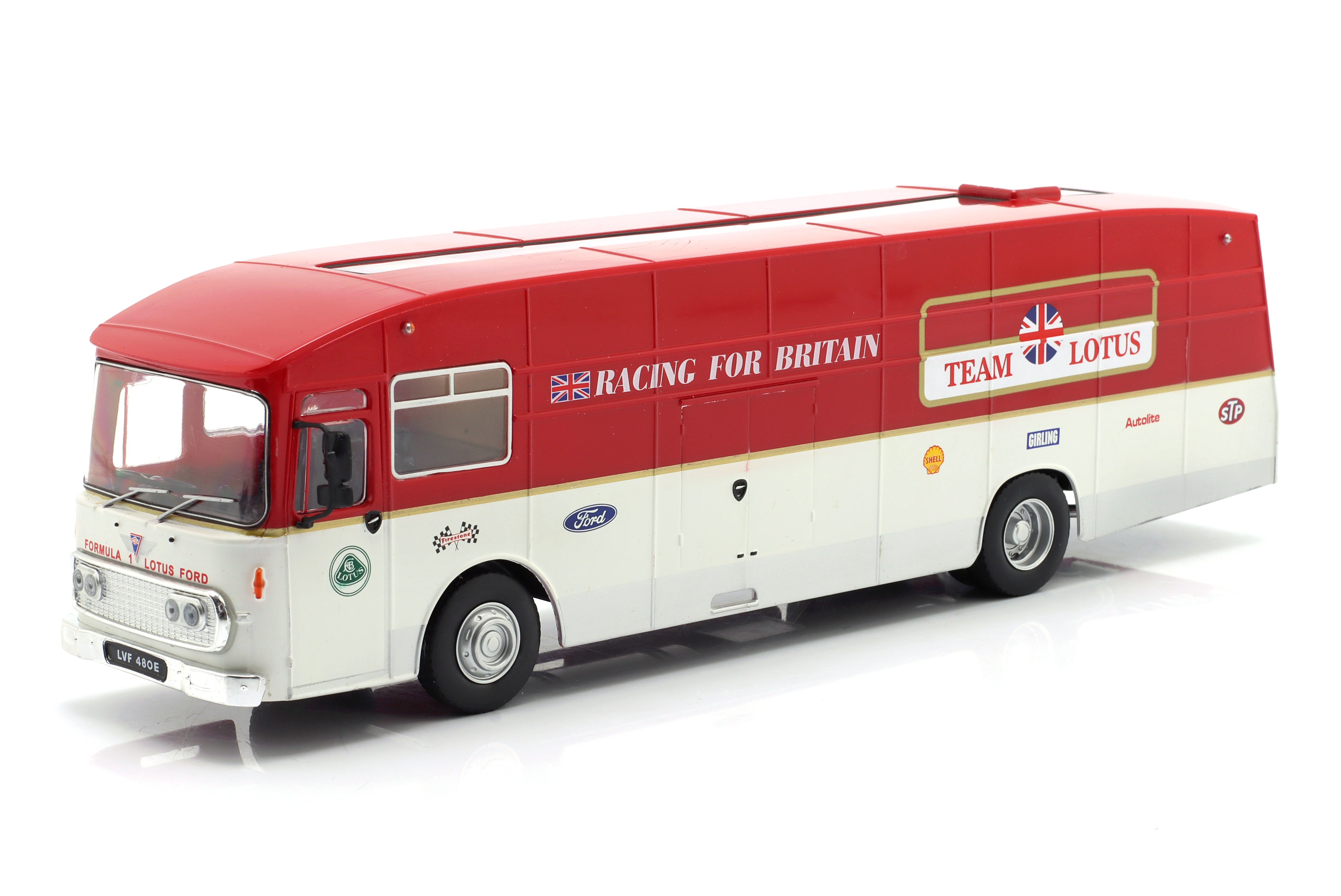 AEC Truck Car Transporter Team Hethel Lotus 2-Assi 1970 red/white 1:43 Hachette