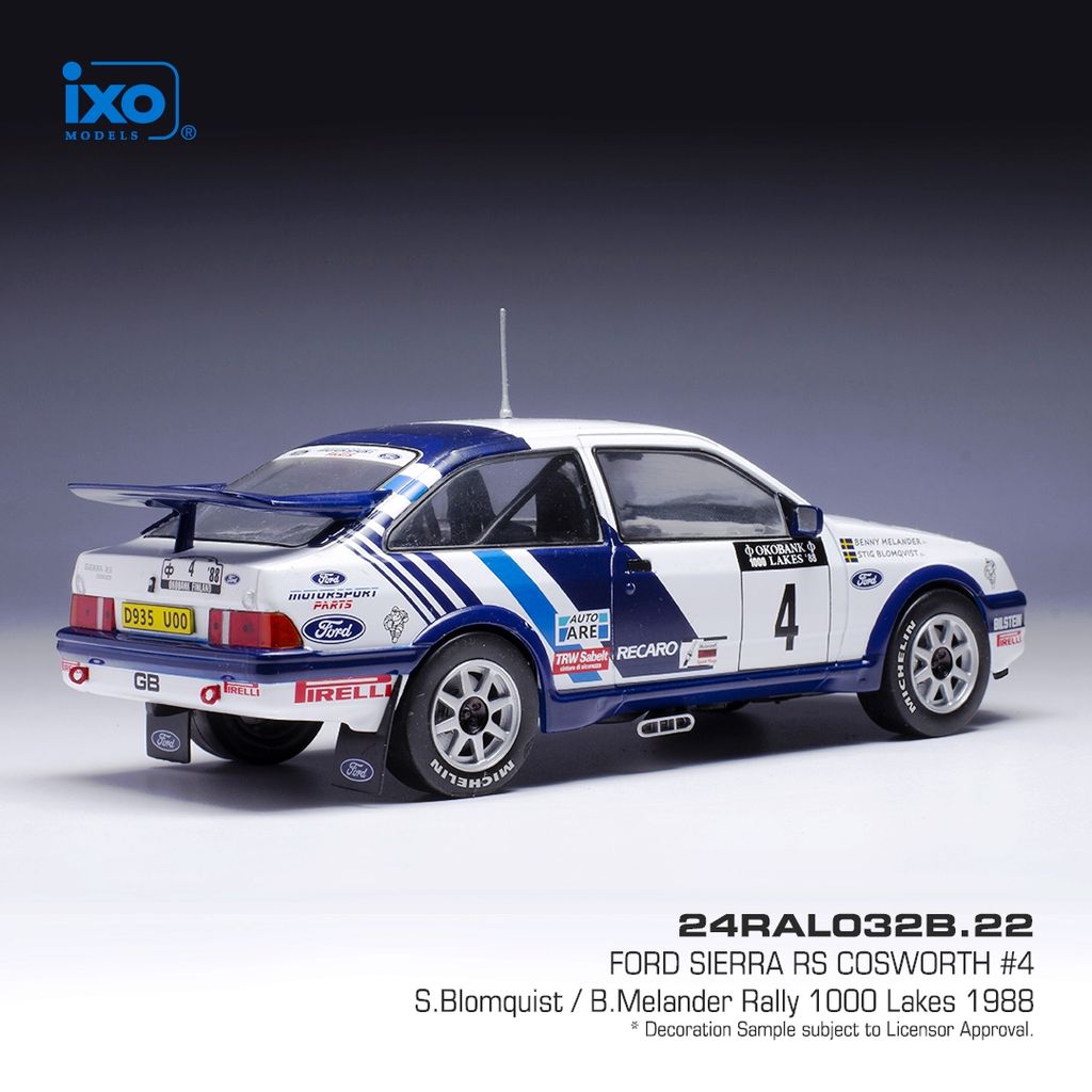 Ford Sierra RS Cosworth #4 Blomqvist/Melander 1000 Lakes Rallye 1988 1:24 Ixo Models