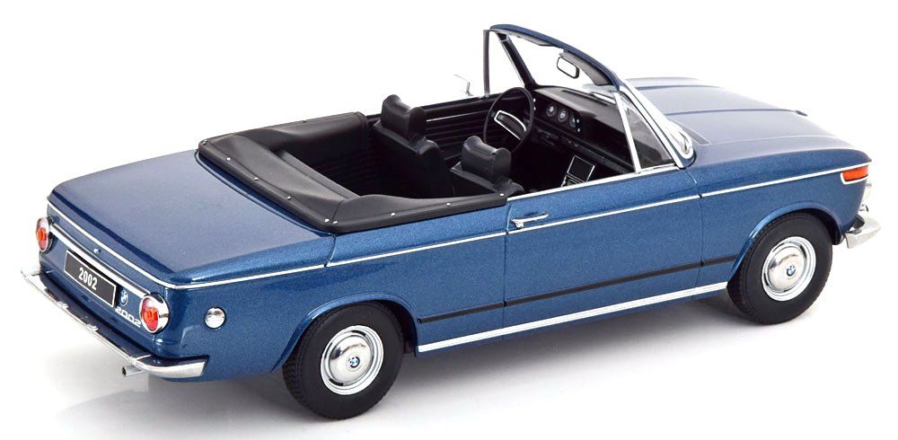 BMW 1600-2 Cabriolet 1968 with Removable Soft-Top dark blue metallic 1:18 KK Scale