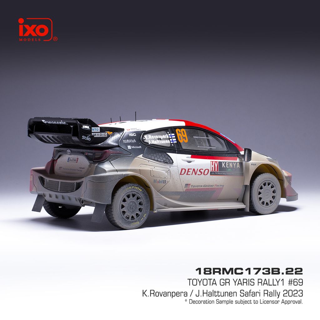 Toyota GR Yaris Rally1 Hybrid #69 Rovanperä/Halttunen Rallye WM Safari Rally 2023 1:18 Ixo Models