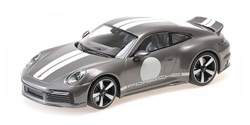 Porsche 911 992 Sport Classic 2022 grey metallic/stripe 1:18 Minichamps 