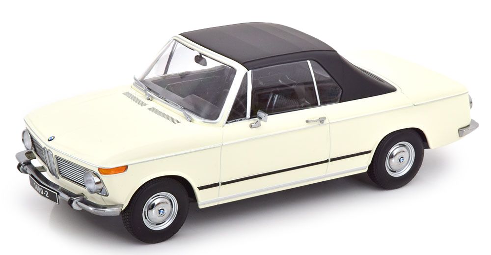 BMW 1600-2 Cabriolet 1968 with Removable Soft-Top white 1:18 KK Scale