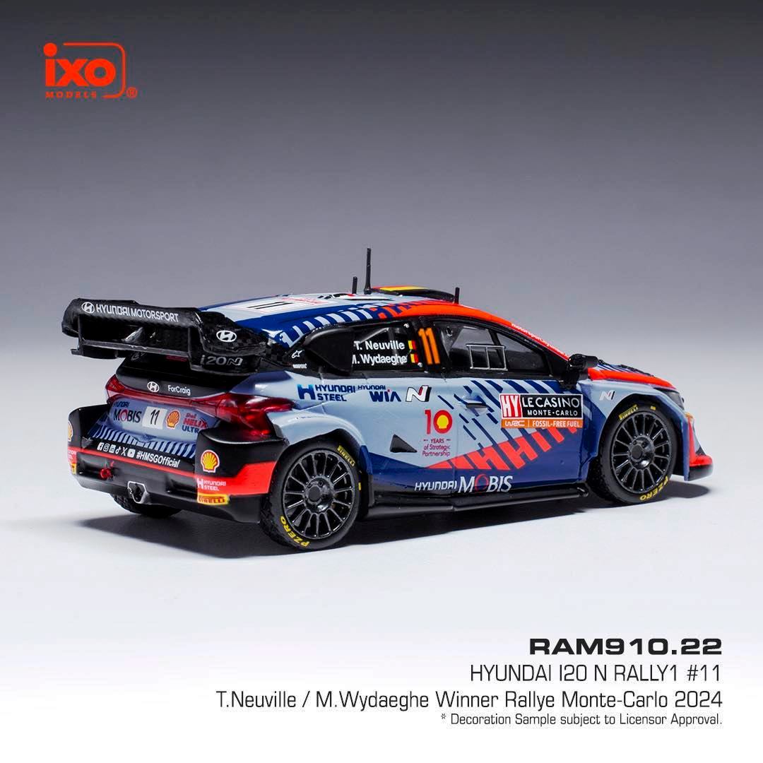 Hyundai i20 N Rally1 #11 Neuville/Wydaeghe WRC Rallye Monte Carlo 2024 1:43 Ixo Models