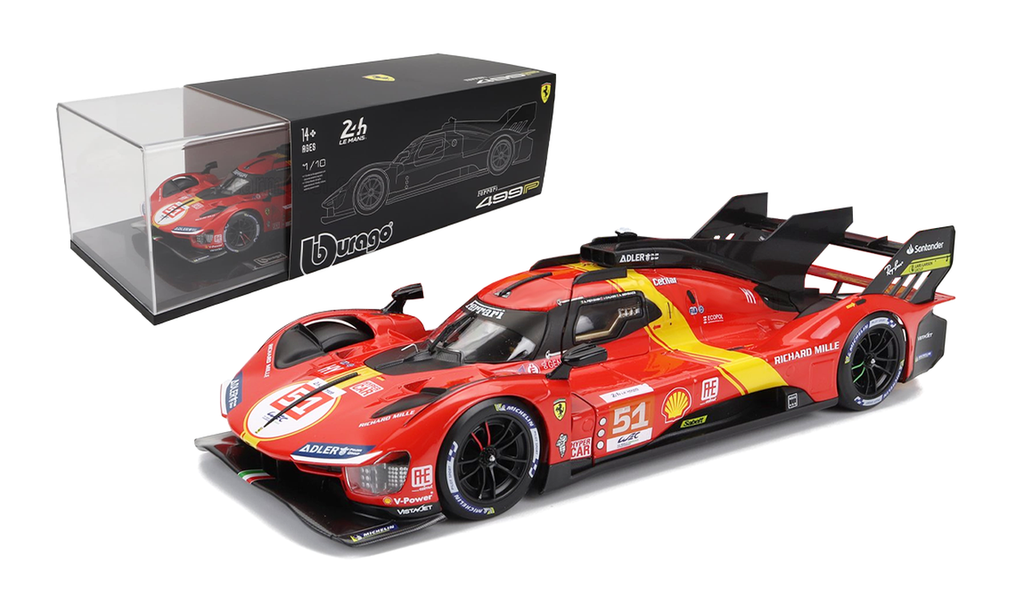 Ferrari 499P 3.0L Turbo V6 Team Ferrari AF Corse #51 Pier Guidi/Calado/Giovinazzi Winner 24H Le Mans 2023 1:18 Bburago