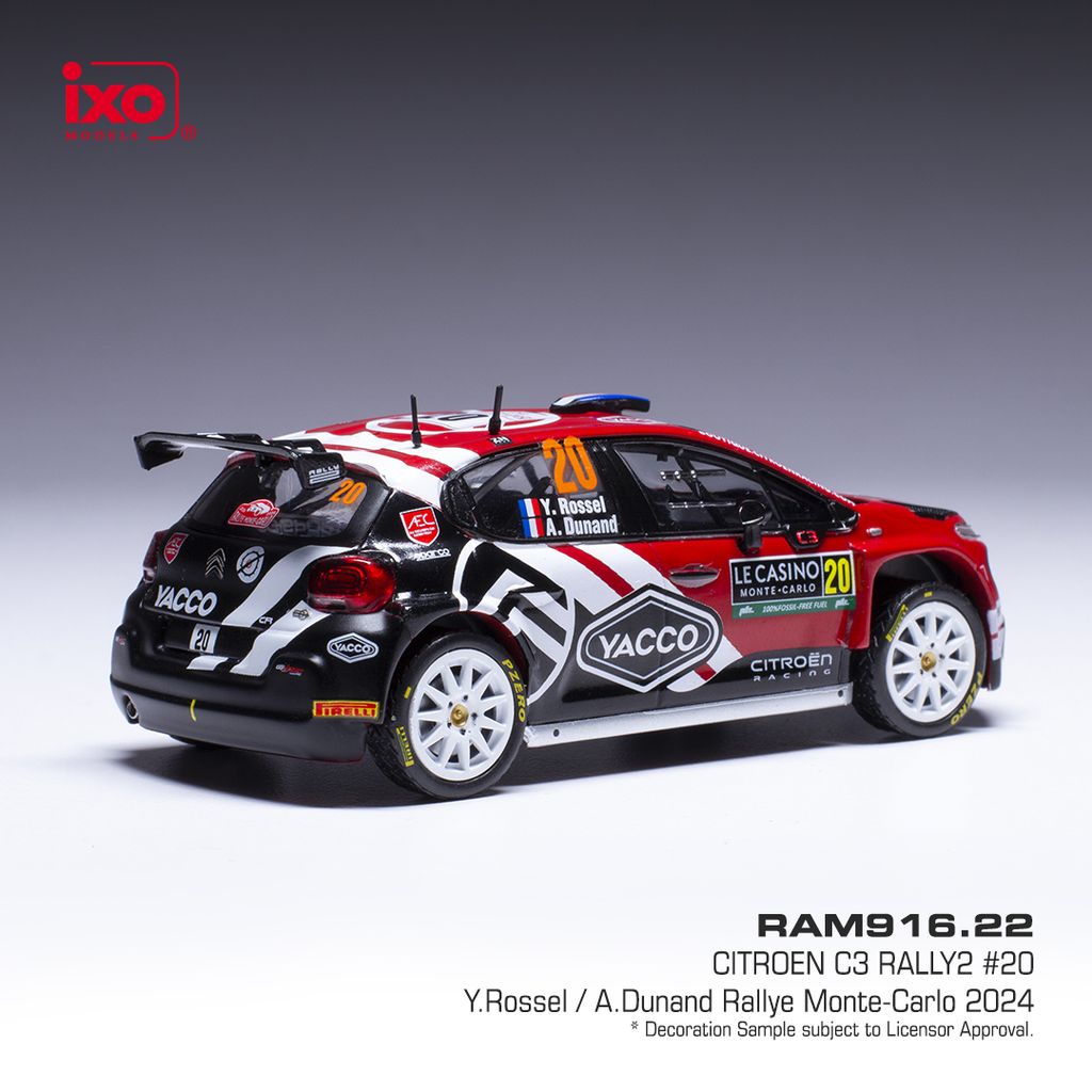 Citroen C3 Rally 2 #20 Rossel/Dunand WRC Rallye Monte Carlo 2024 1:43 Ixo Models