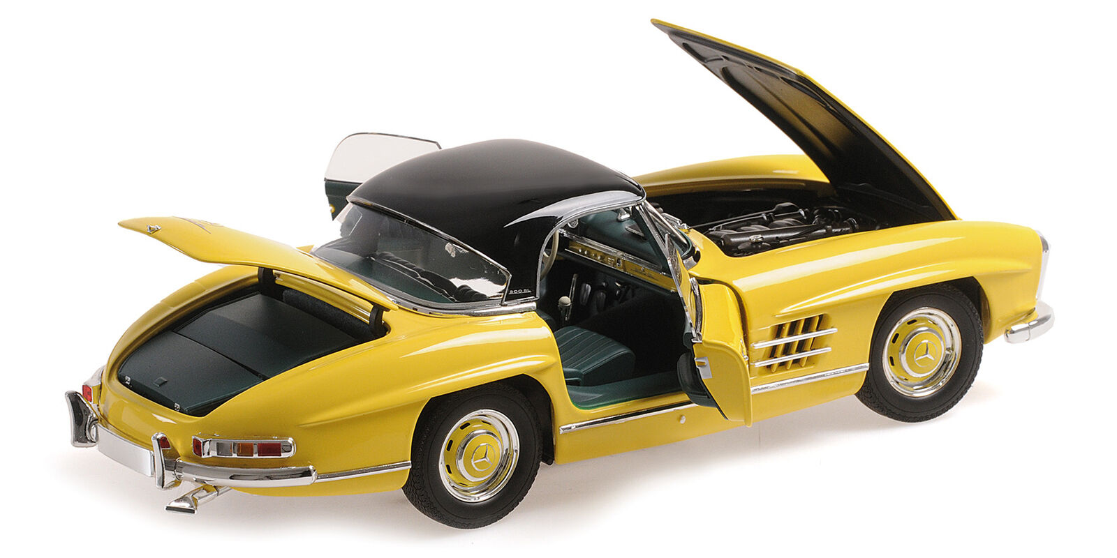 Mercedes-Benz 300 SL Roadster W198 1958 yellow/hardtop 1:18 Minichamps 
