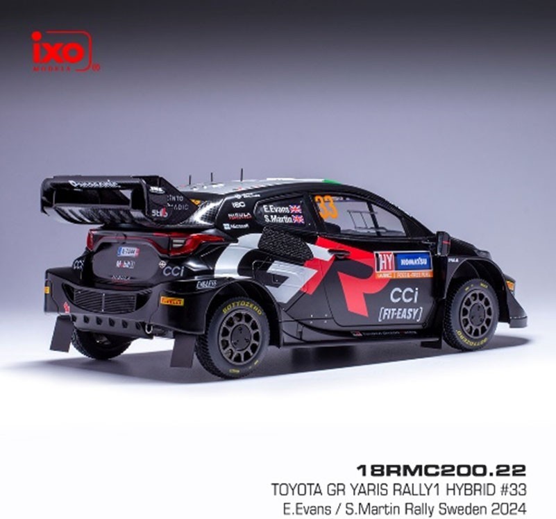Toyota GR Yaris Rally1 Hybrid #33 Evans/Martin Rally Sweden 2024 1:18 Ixo Models 1:18 Ixo Models