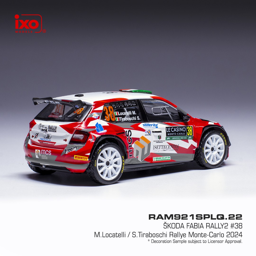 Škoda Fabia Rally2 #38 M.Locatelli/S.Tiraboschi Rally Monte Carlo 2024 1:43 Ixo Models