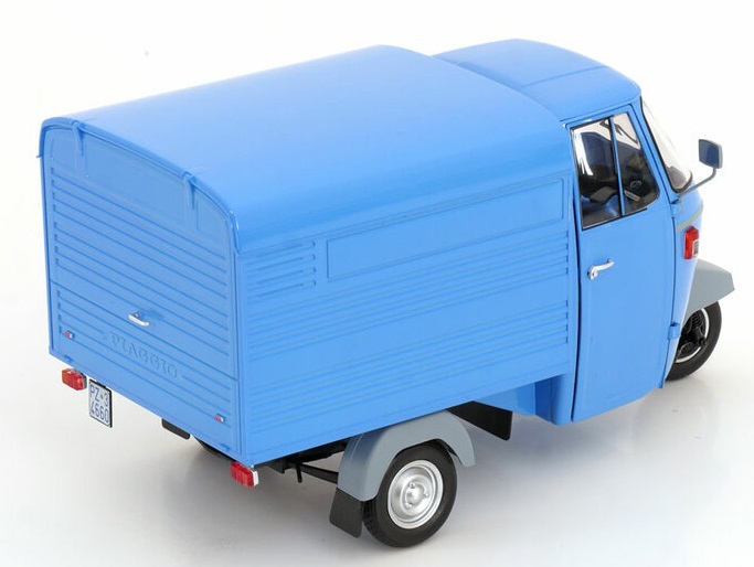 Piaggio APE P501 Van Closed 1979 blue with Showcase 1:18 Mitica