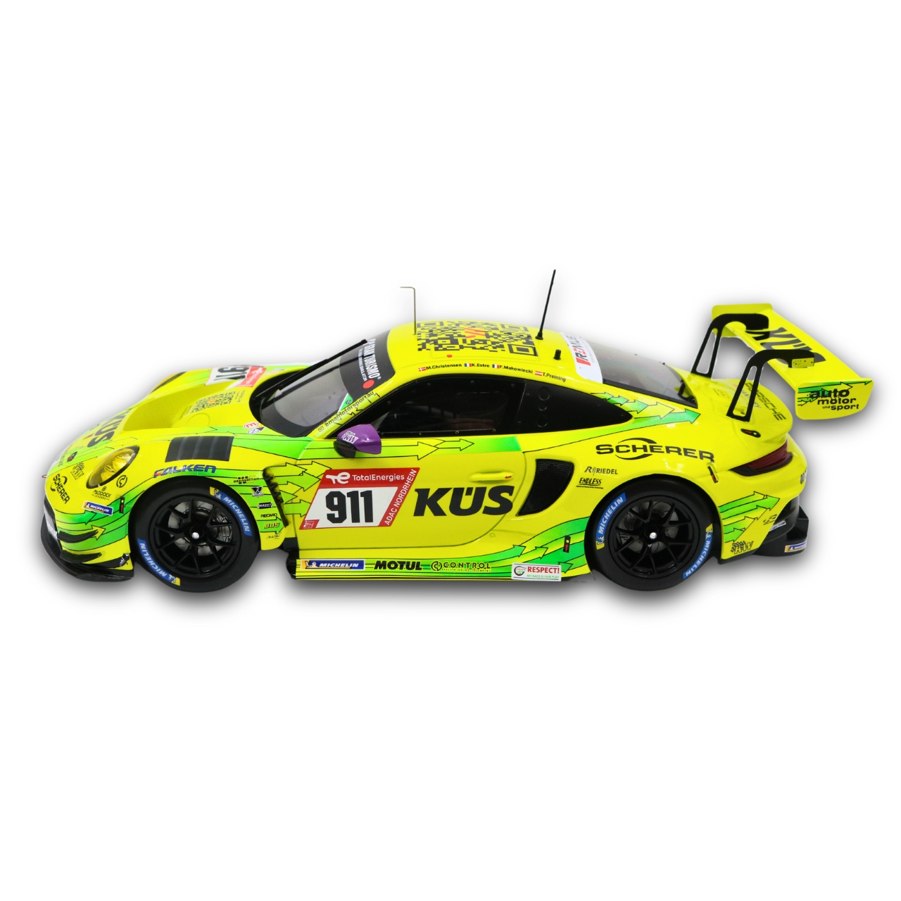 Porsche 911 992 GT3 R Team Manthey EMA #911 Preining/Estre/Makowiecki/Christensen 24H Nürburgring 2023 1:18 Ixo Models