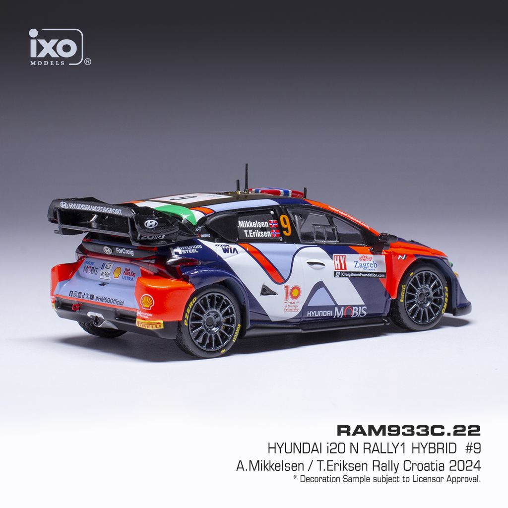Hyundai i20 N Rally1 Hybrid #9 Mikkelsen/Eriksen Rally Croatia 2024 1:43 Ixo Models