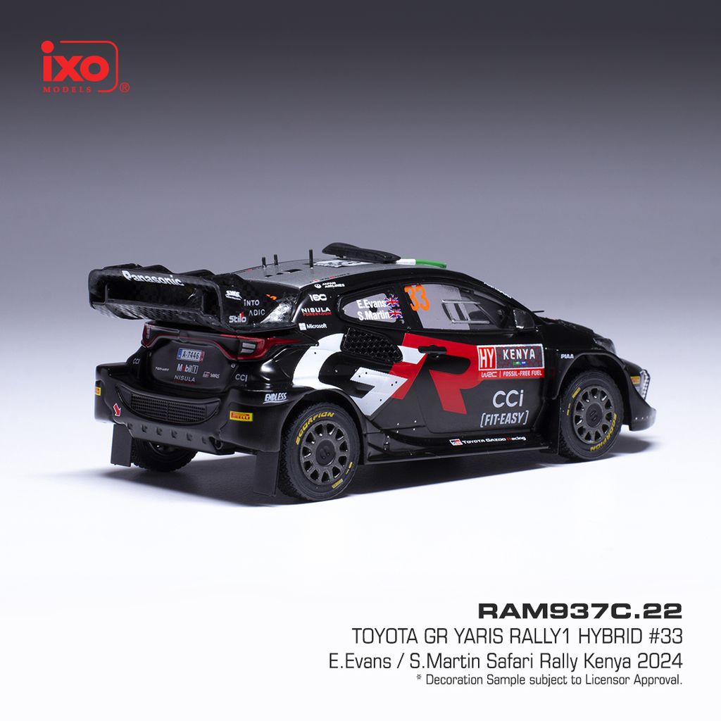 Toyota Yaris Rally1 Hybrid #33 Evans/Martin Safari Rally Kenya 2024 1:43 Ixo Models