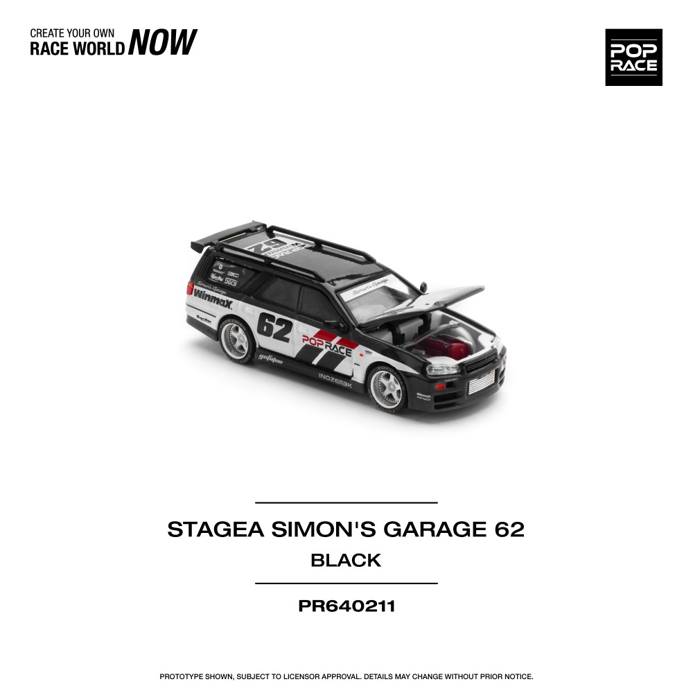 Nissan Stagea Simon`s Garage #62 black 1:64 Pop Race Limited