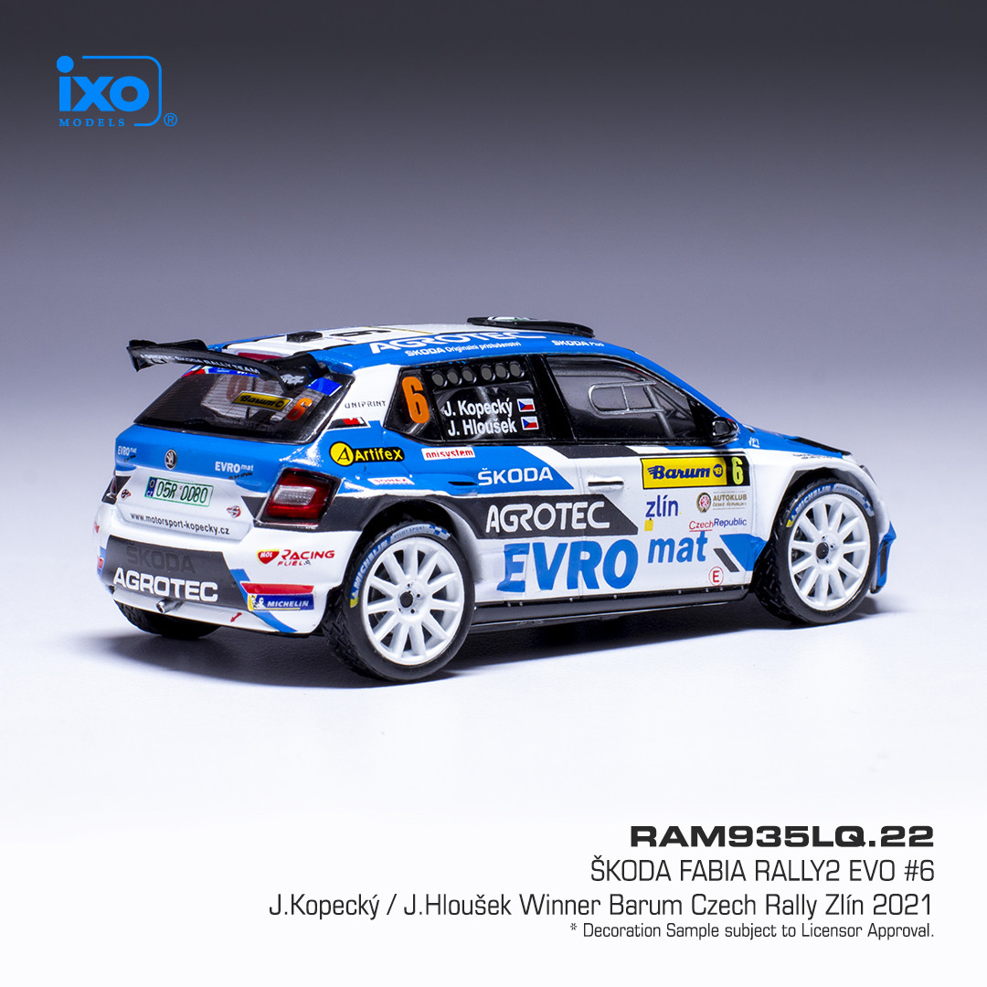 Škoda Fabia Rally2 EVO #6 Kopecky/Hlousek Winner Barum Czech Rally Zlin 2021 1:43 Ixo Models