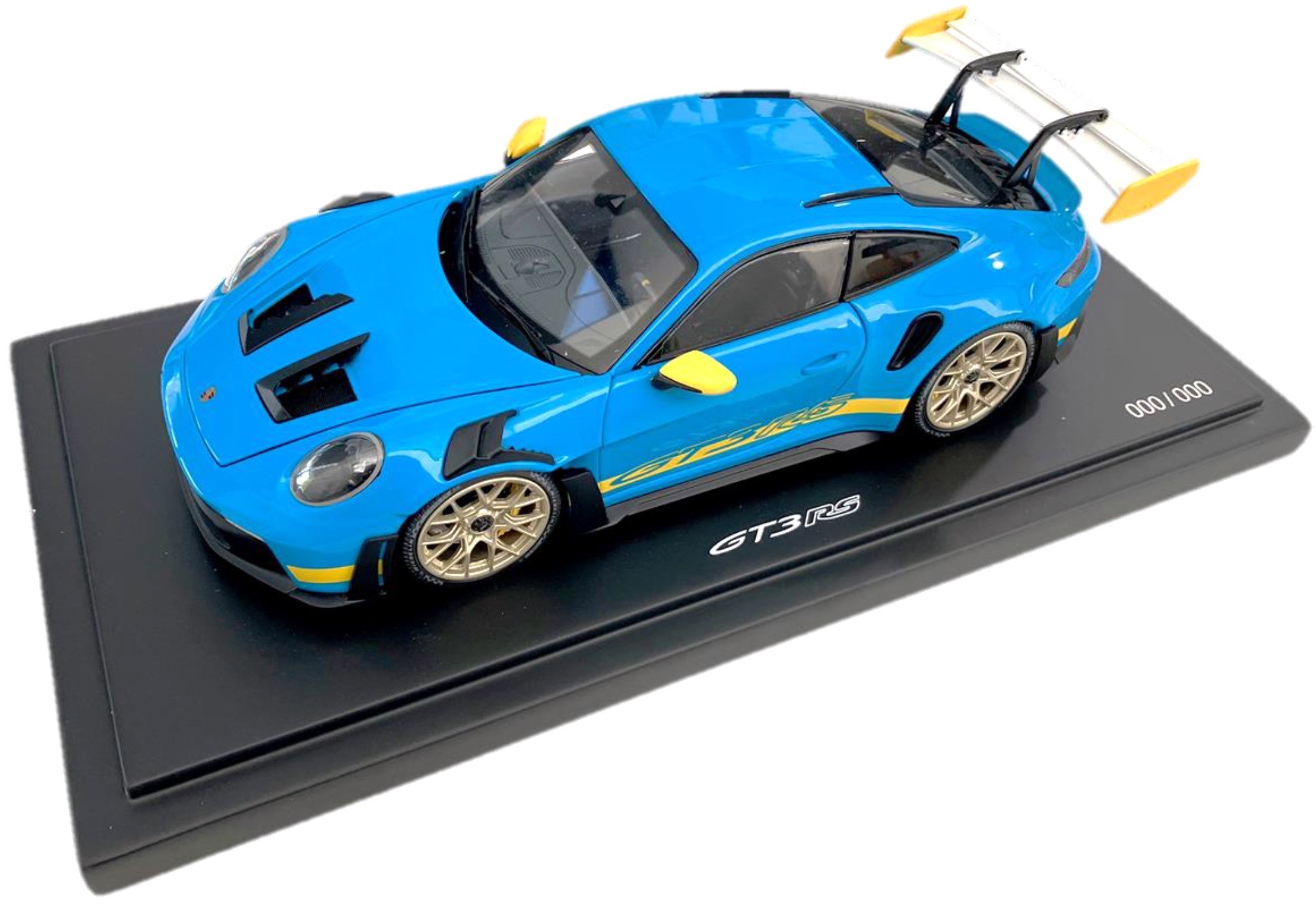 Porsche 911 GT3 RS 992 blue/yellow 1:18 Porsche Dealer edition