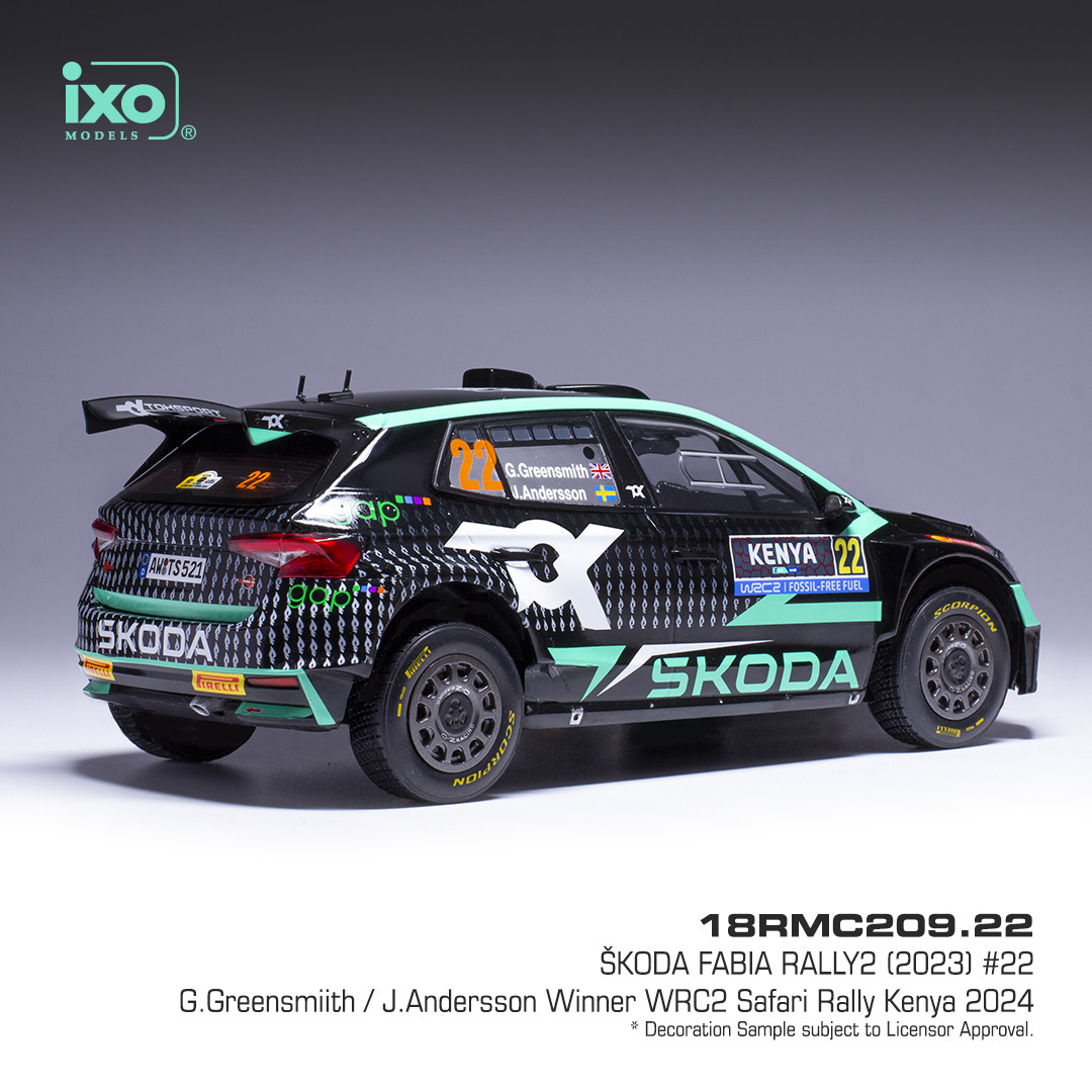 Škoda Fabia Rally 2 #22 Greensmith/Andersson Winner WRC2 Safari Rally Kenya 2024 1:18 Ixo Models