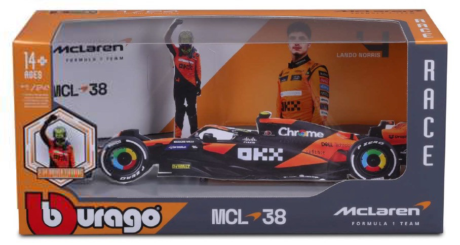 McLaren MCL38 #4 Lando Norris 2024 with Figure 1:24 Bburago