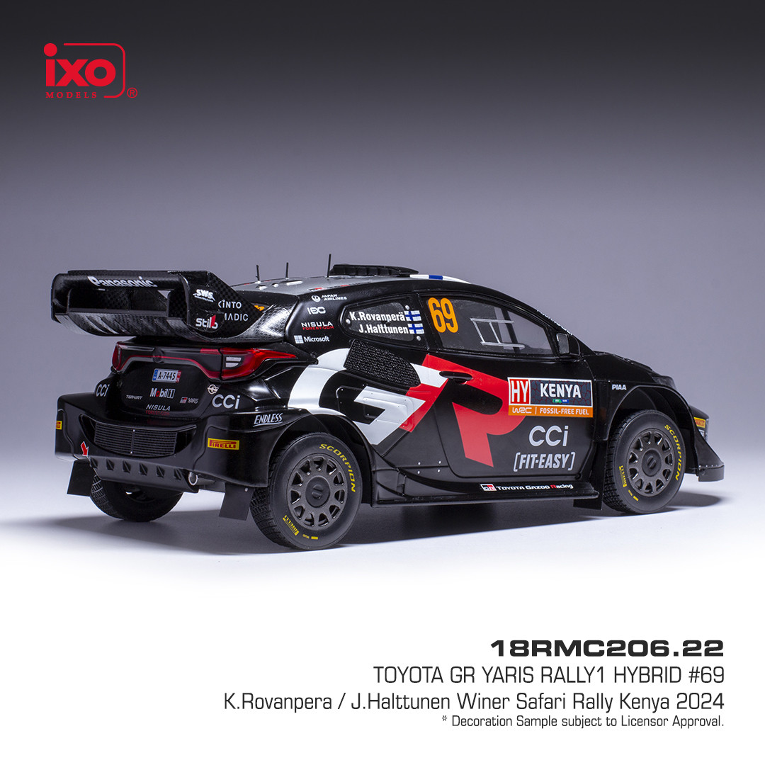 Toyota Yaris Rally 1 #69 Rovanperä/Halttunen WRC Safari Rallye Kenia 2024 1:18 Ixo Models