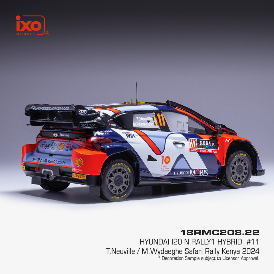 Hyundai i20 N Rally1 #11 Neuville/Wydaeghe WRC Safari Rallye Kenia 2024 1:18 Ixo Models