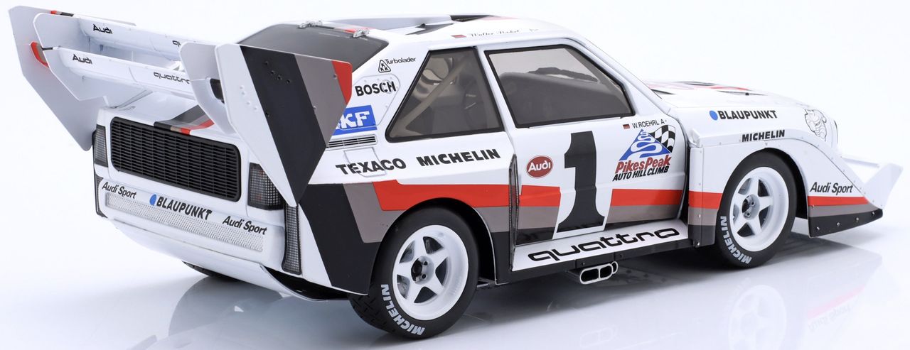 Audi Sport Quattro S1 E2 #1 Walter Röhrl Winner Pikes Peak 1987 with Collector Box 1:18 Werk83