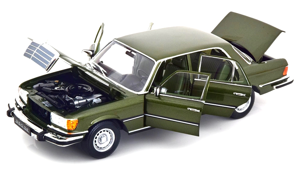 Mercedes-Benz 350 SE W116 US Version 1973 dark green metallic 1:18 Norev