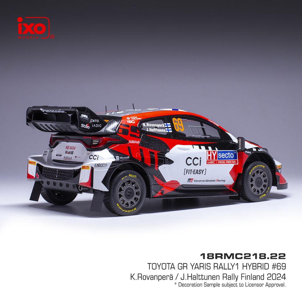 Toyota GR Yaris Rally1 Hybrid #69 Rovanperä/Halttunen Rally WM Rally Finland 2024 1:18 Ixo Models